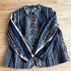TanJay Black and Cream Patterned Blazer